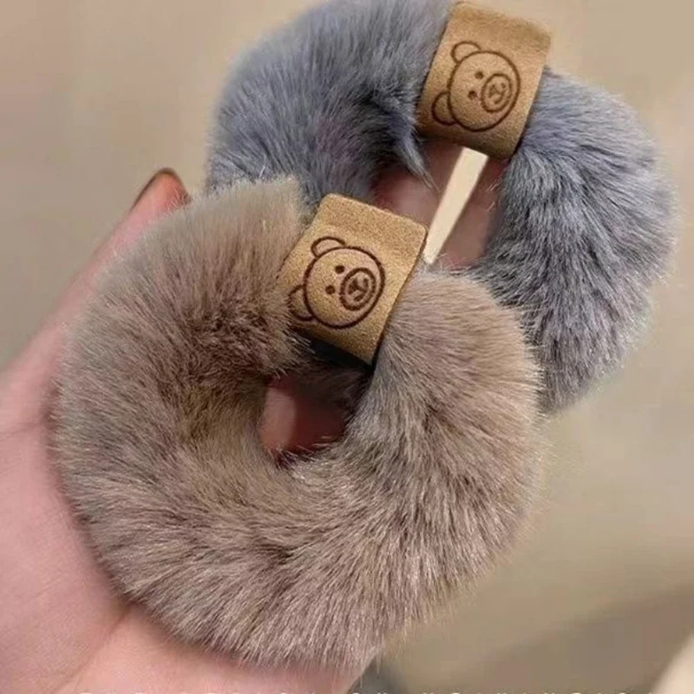 Soft Plush Headband High Elasticity Braided Hair Tie For Girls 3