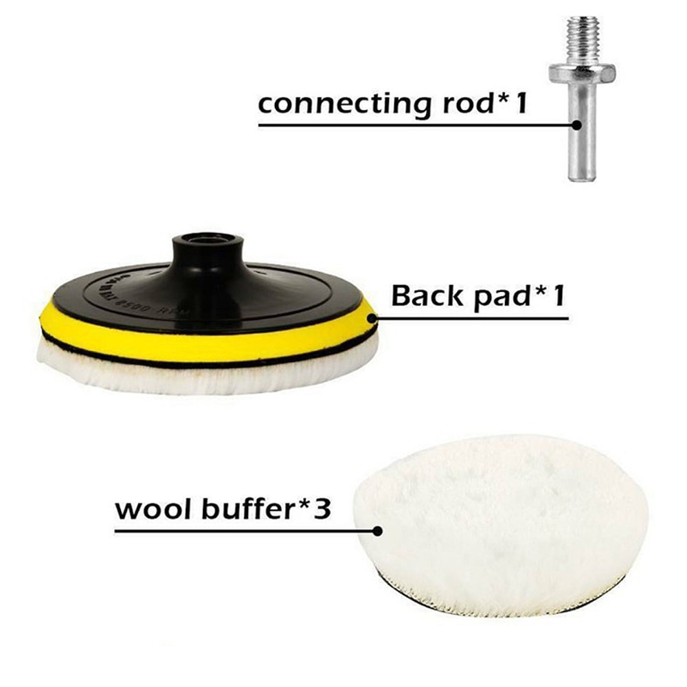 Wool Car Polishing Pad Set For Polisher Machine Auto Paint Care Buffing Waxing Pads 2