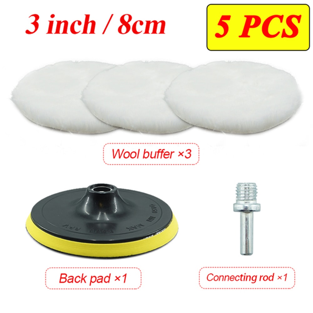 Wool Car Polishing Pad Set For Polisher Machine Auto Paint Care Buffing Waxing Pads 6
