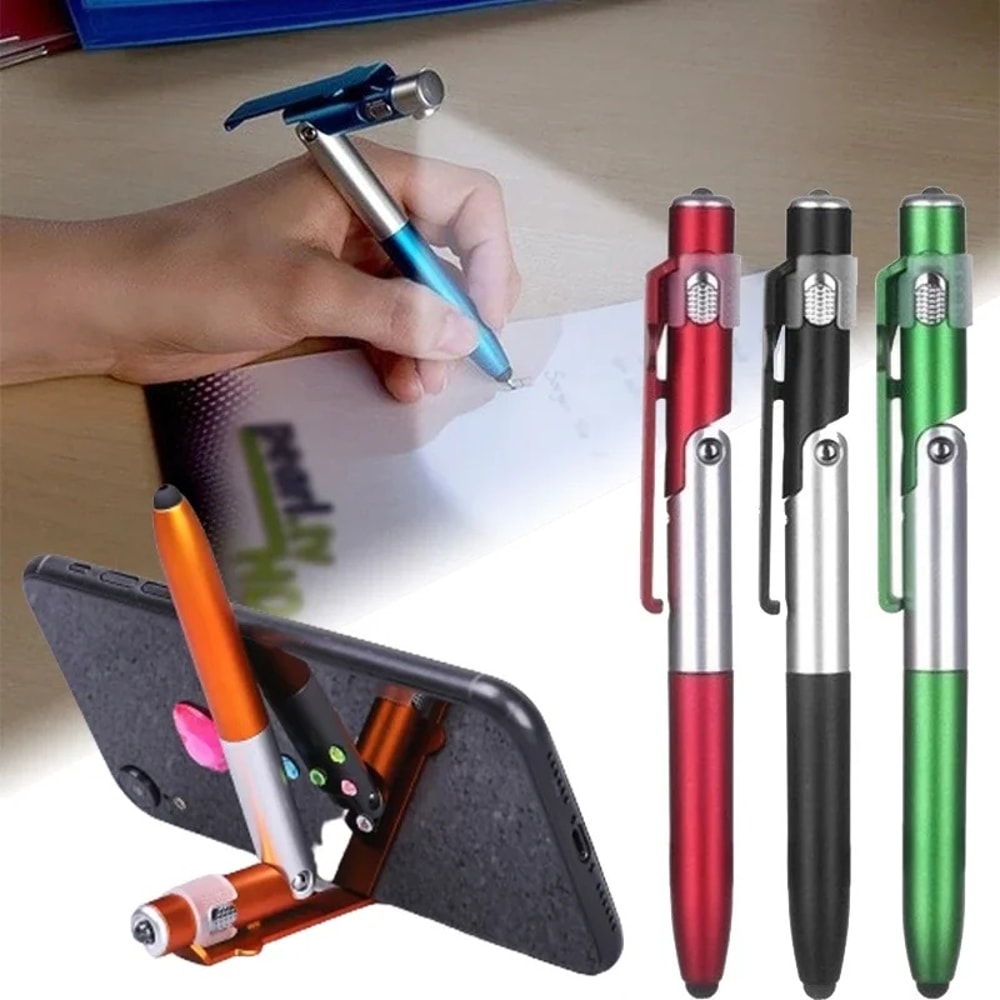 Multifunction Ballpoint Pen with LED Light & Phone Holder for Students and Professionals