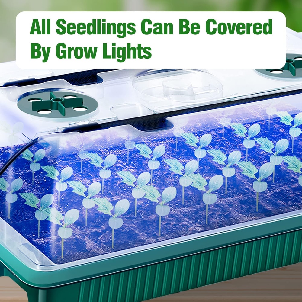 Trays with High Dome Germination Kit LED Grow Lights, Smart Timer, Modes for Home Gardening