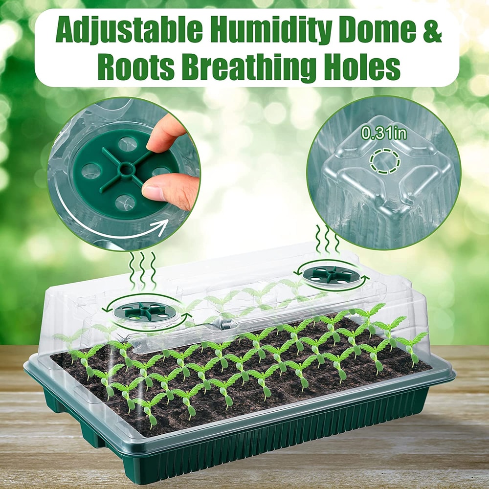 Trays with High Dome Germination Kit LED Grow Lights, Smart Timer, Modes for Home Gardening