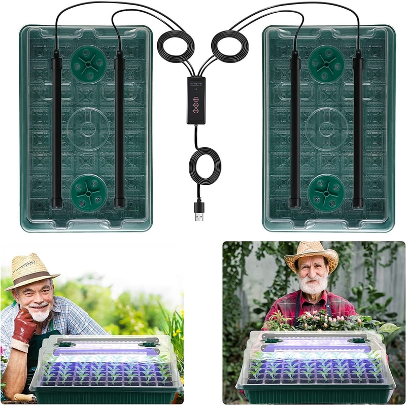 Trays with High Dome Germination Kit LED Grow Lights, Smart Timer, Modes for Home Gardening