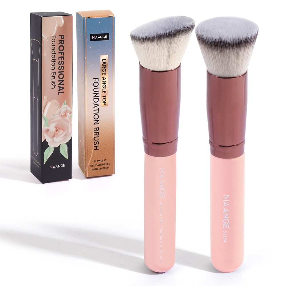 Foundation Makeup Brush Set Flat Angled Kabuki Powder Blush Brush For Liquid Application 7