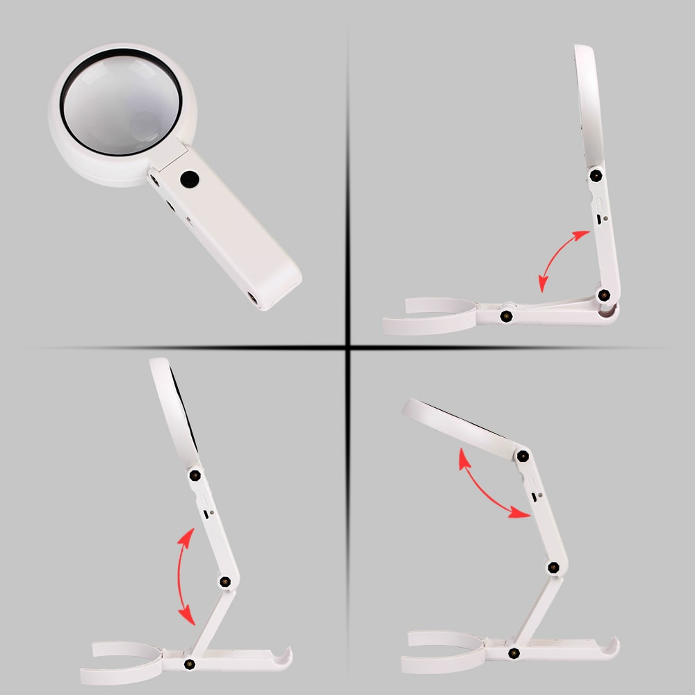 Portable Jewelry Magnifying Glass with LED Light, Foldable Stand Desk for Repair & Appraisal