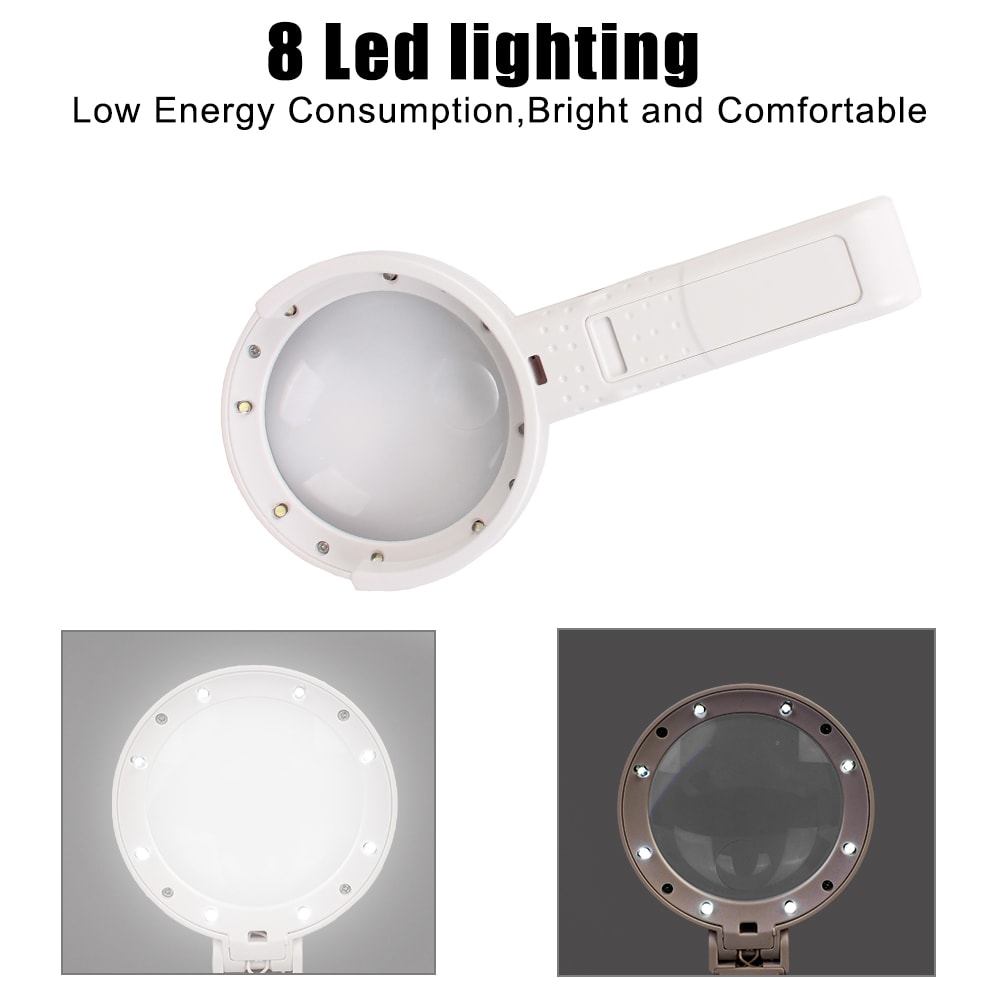 Portable Jewelry Magnifying Glass with LED Light, Foldable Stand Desk for Repair & Appraisal