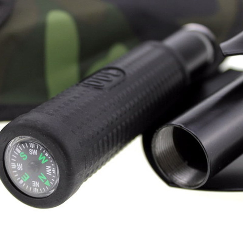 Foldable Portable Survival Shovel With Compass Storage Bag Ideal Camping Selfdefense Tool 3