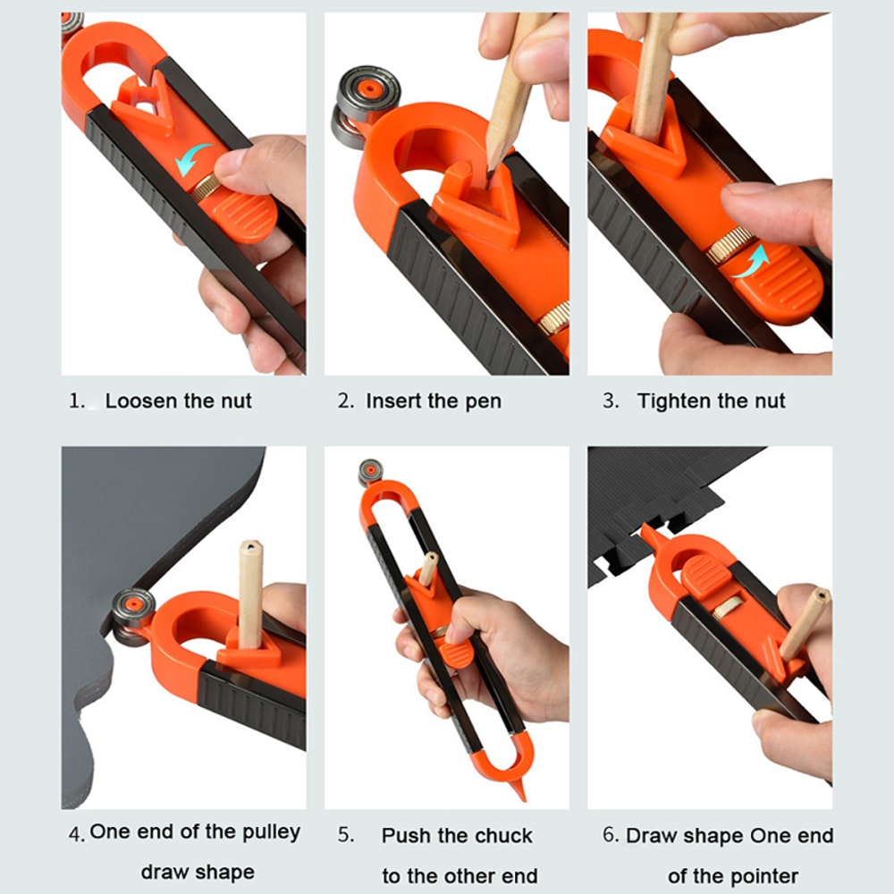 Profile Scribing Ruler Contour Gauge with Lock Precise Woodworking Edge & Corner Measuring Tool