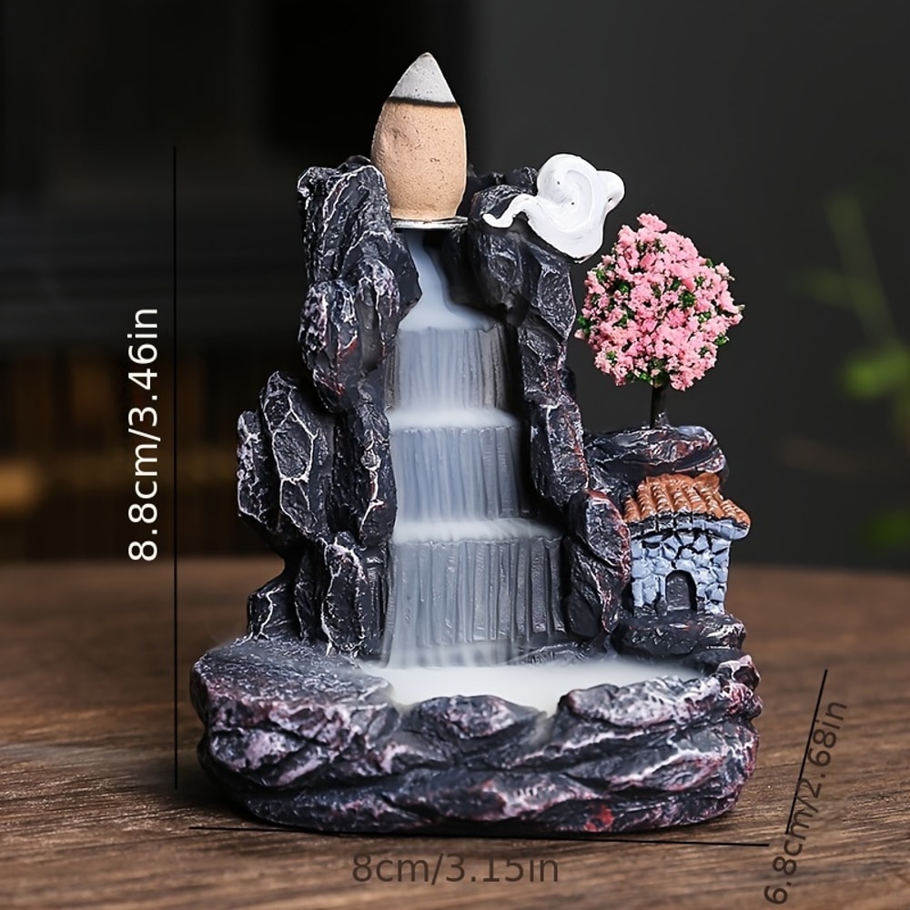 Elegant Backflow Incense Holder Waterfall Burner Aromatherapy Home Decor Ornament With Incense Cone 2
