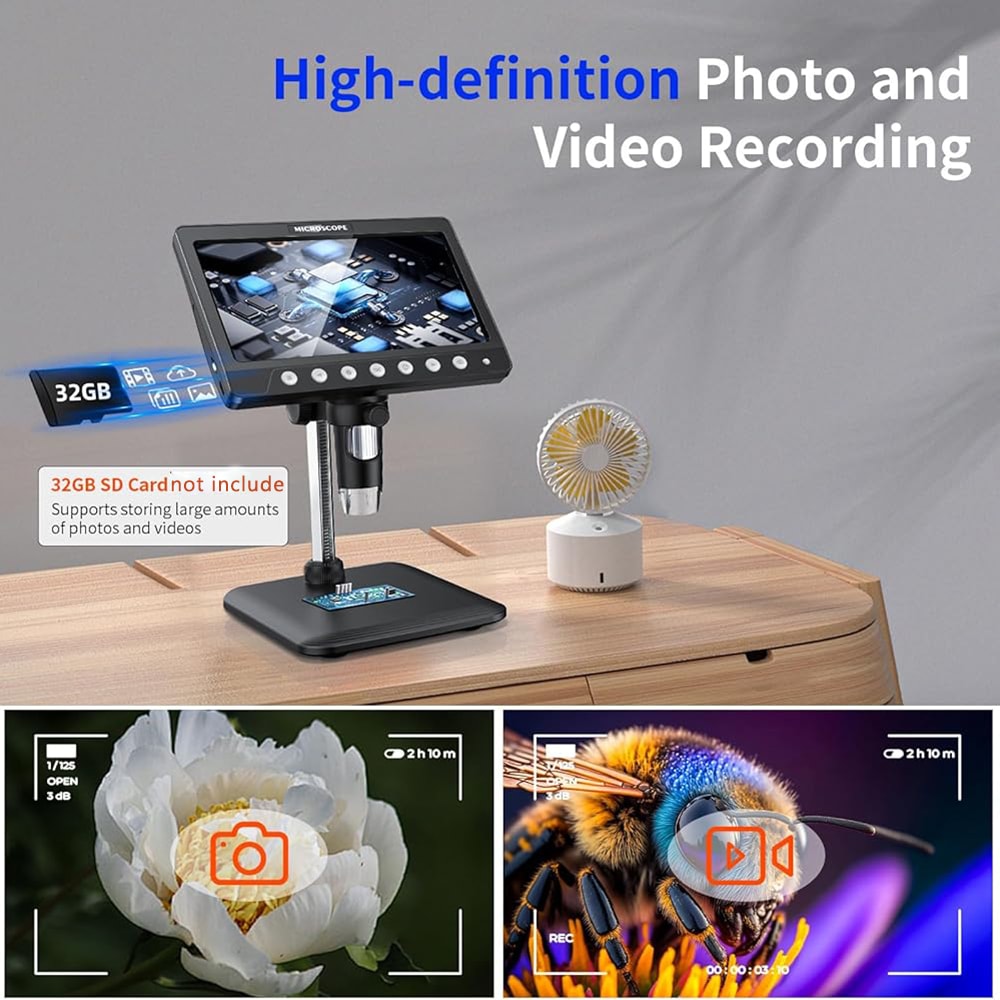 Digital Coin Microscope Magnification with Video, LED Lights for Coins and Circuits