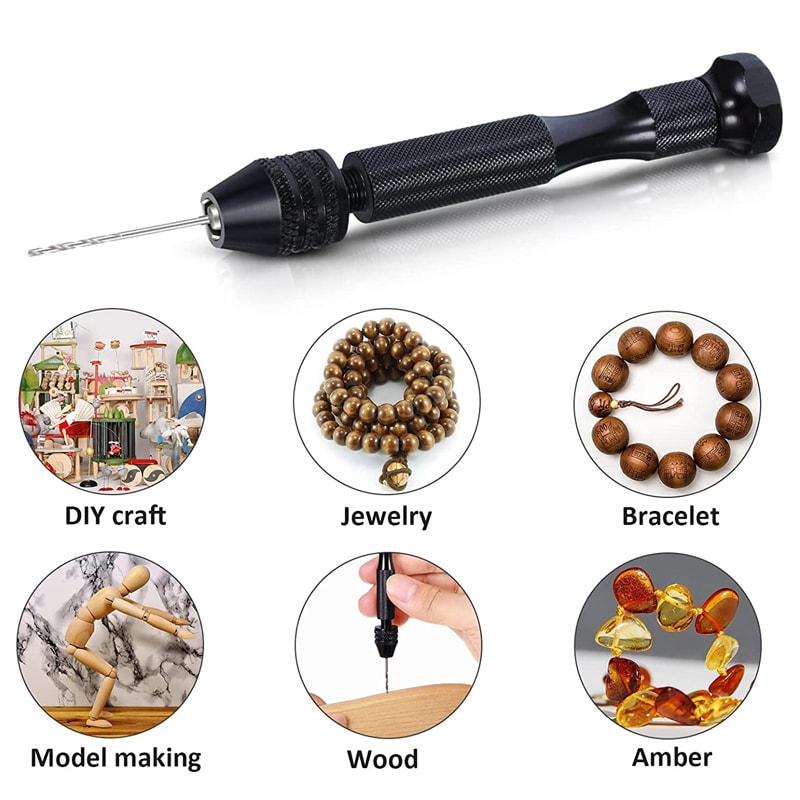 Mini Pin Vise Hand Drill Set for DIY Jewelry, Craft, and Resin Work Precision Rotary Tool for Carving and Plastic Dril