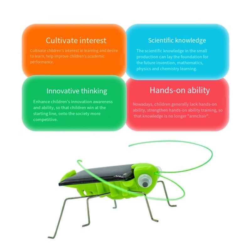 Solar Grasshopper Puzzle Toy Interactive Science Educational Gift For Kids Boys Girls 4