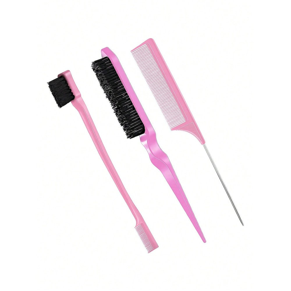 Professional Hair Styling Comb Set for Wigs Includes Mouse Tail Comb, Edge Brush, and Triple Tear Hair Brush