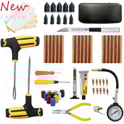 car tire repair kit universal emergency puncture plug tools with tyre strips & glue