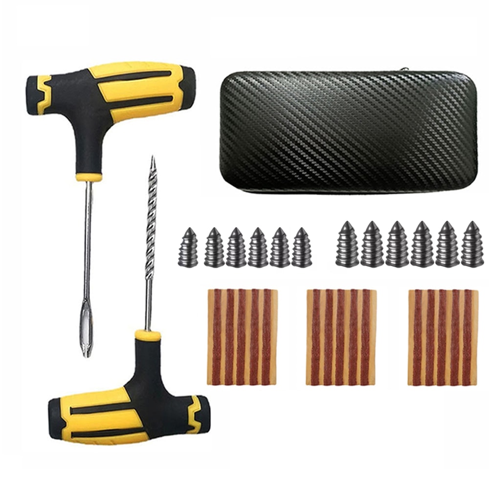 Car Tire Repair Kit Universal Emergency Puncture Plug Tools With Tyre Strips Glue 8