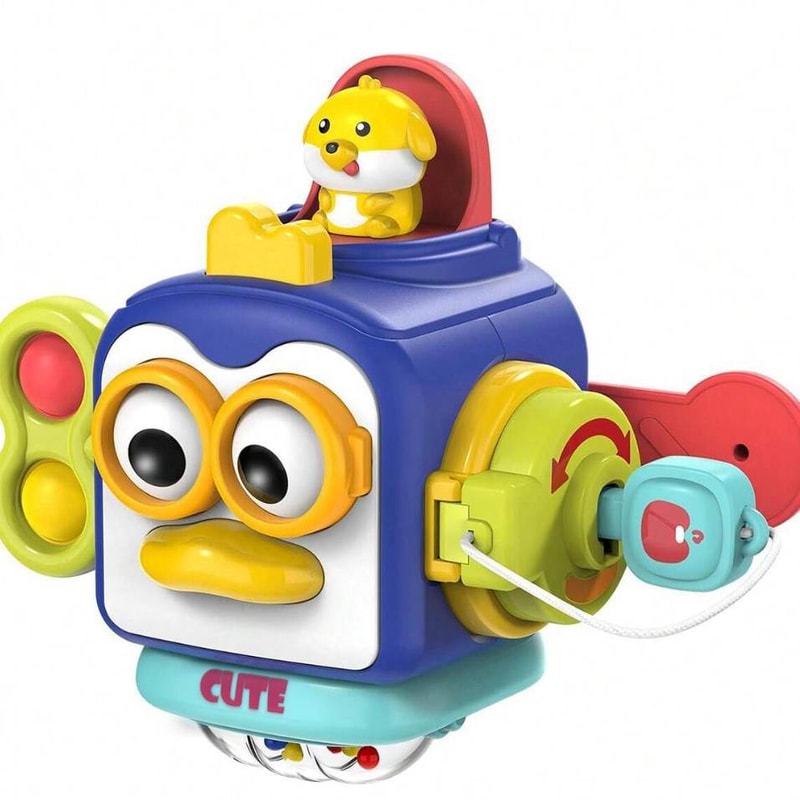 Baby Montessori Busy Board Cube Educational Sensory Toy For Toddlers Fine Motor Skill Lock Box Tra 3