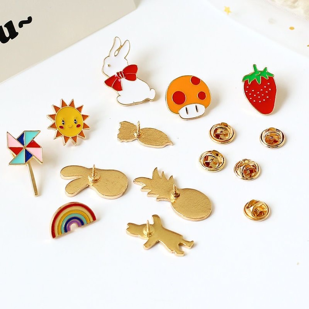 Cute Animal & Plant Enamel Pin Badges for Bags, Jackets, and Lapels Fun Jewelry for Women & Kids