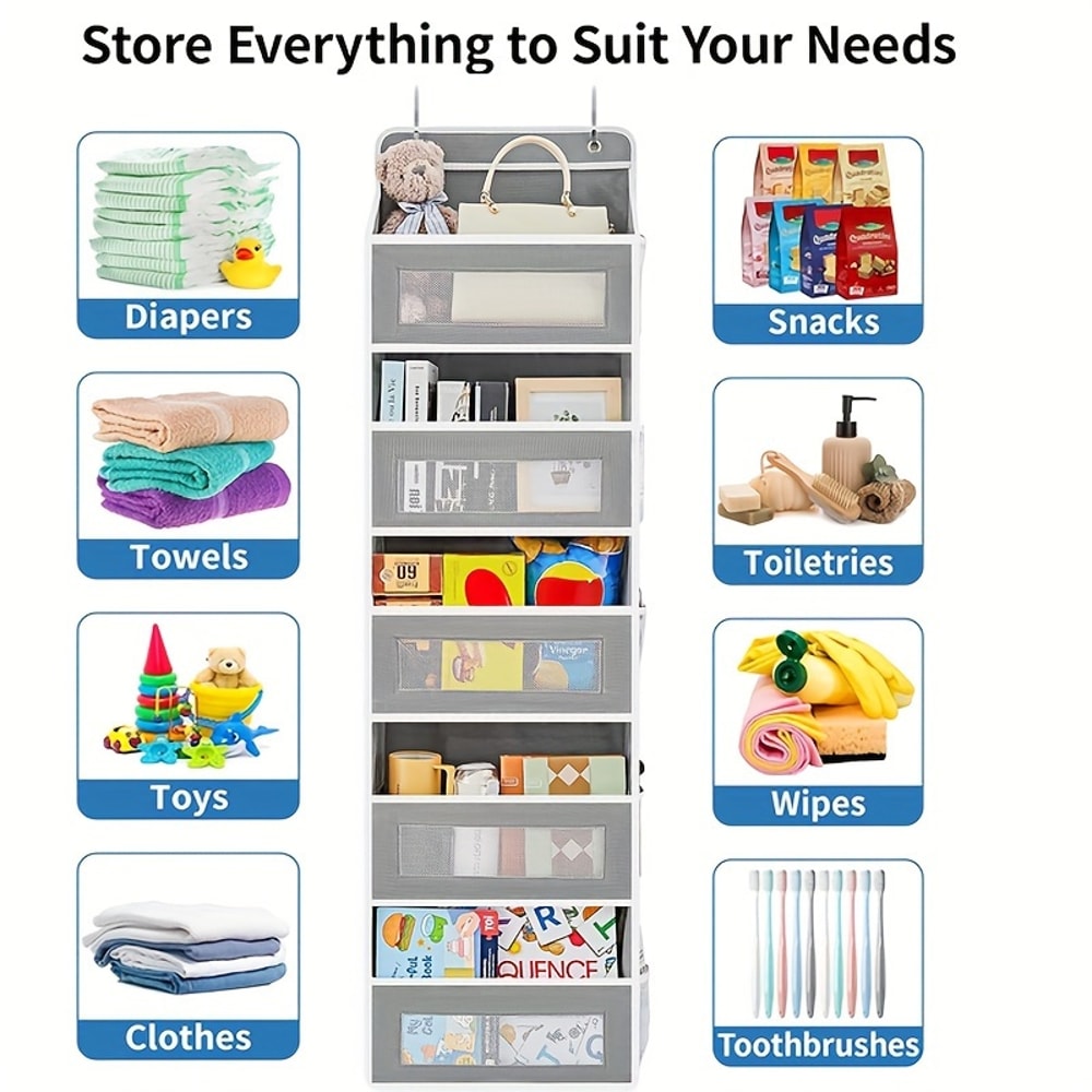 Hanging Storage Organizer Behind Door AntiTilt Large Capacity Pockets For Bedroom Bathroom 1