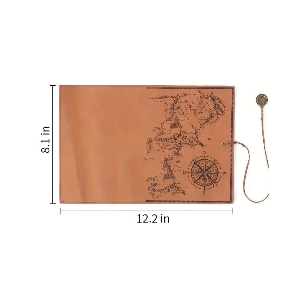 Creative Retro Leather Pencil Case Large Capacity Treasure Map Roll Pencil Bag with Embossed Buckle