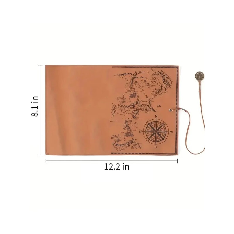 Creative Retro Leather Pencil Case Large Capacity Treasure Map Roll Pencil Bag with Embossed Buckle