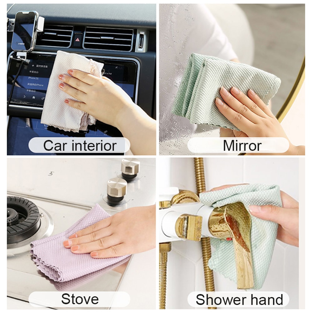 Microfiber Glass Cleaning Cloths Lint-Free, Reusable Polishing Rags for Windows, Cars, Kitchens, and Mirrors