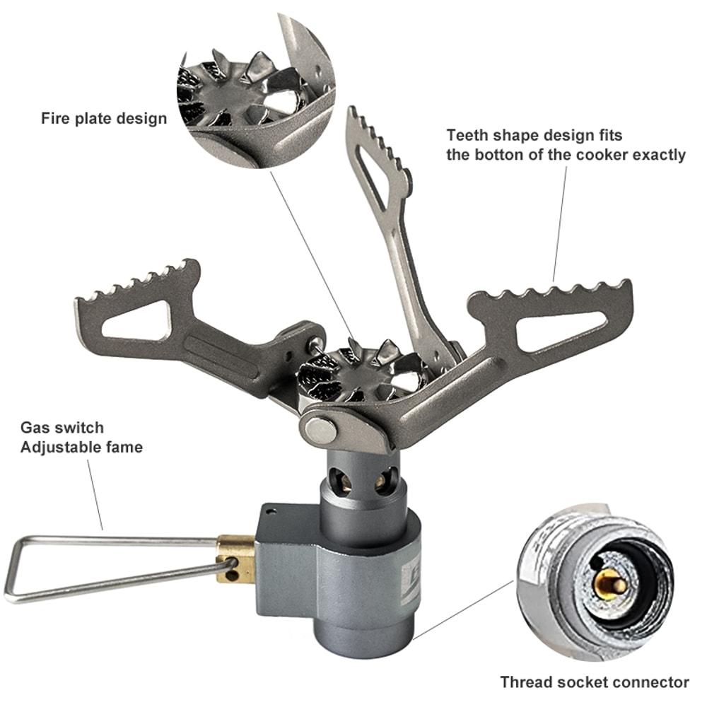 Mini Titanium Camping Gas Burner Ultralight Outdoor Gas Stove For Survival Picnic Cooking 3