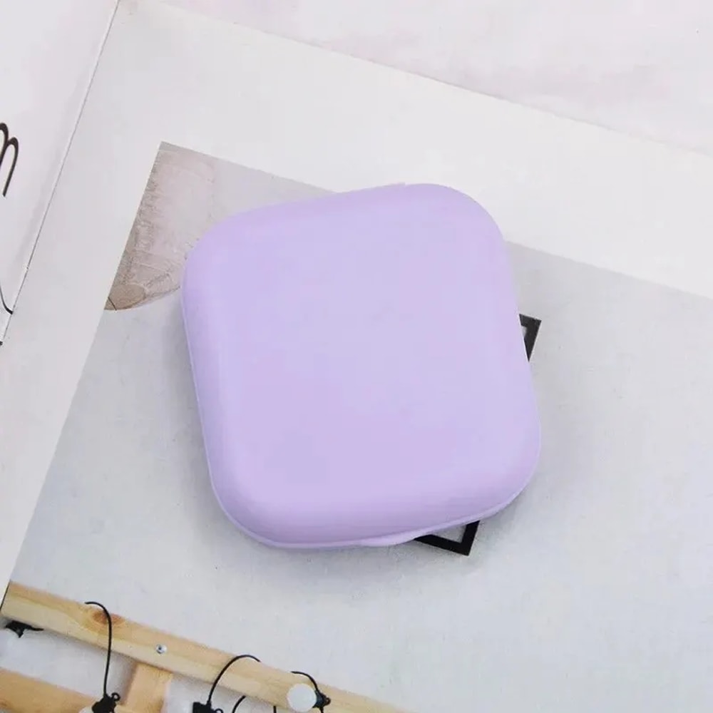 Mini Square Contact Lens Case With Mirror Compact Colorful Travel Kit For Women 8