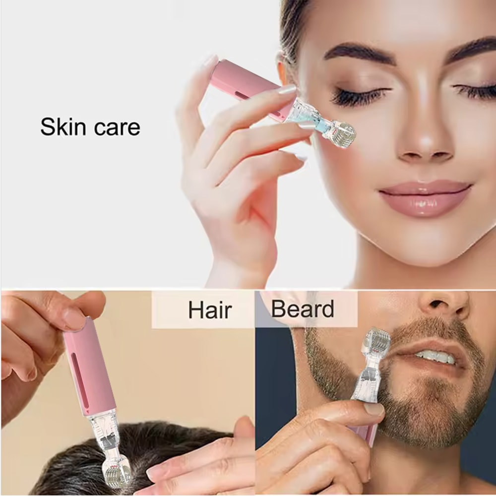 Titanium Derma Roller For Beard Growth And Skin Treatment Needle Roller For Hair Lip Care 4