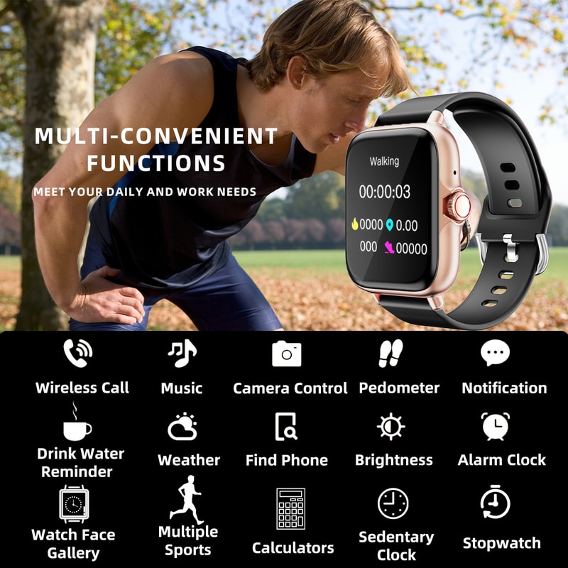Waterproof Smart Watch with Call Answer, Sleep Monitoring, and Pedometer Stay Connected and Fit