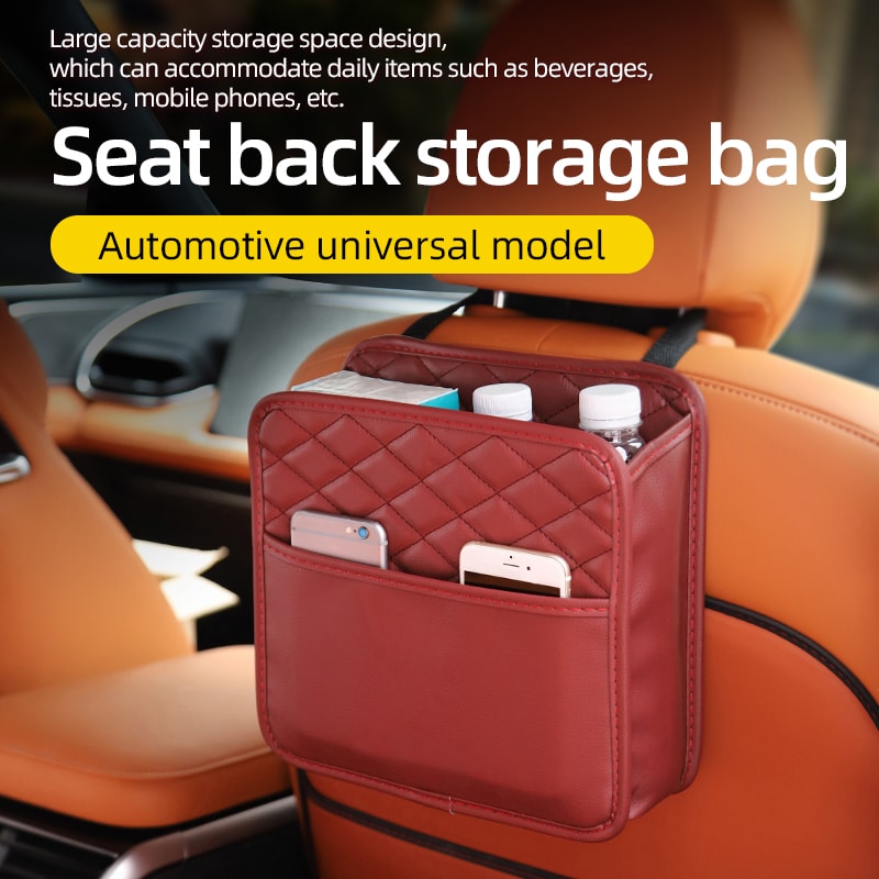 Multifunctional Car Seat Storage Bag Leather Garbage Storage Organizer For Cars 1