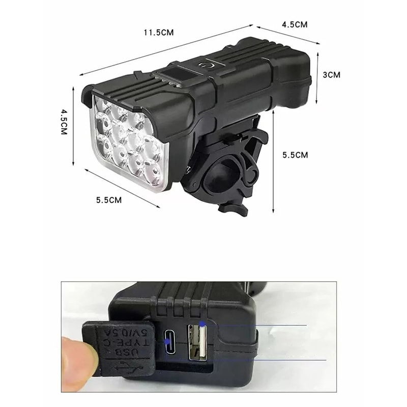 Rechargeable Bicycle Front Light With Horn Bike Safety Lamp For Night Riding 5