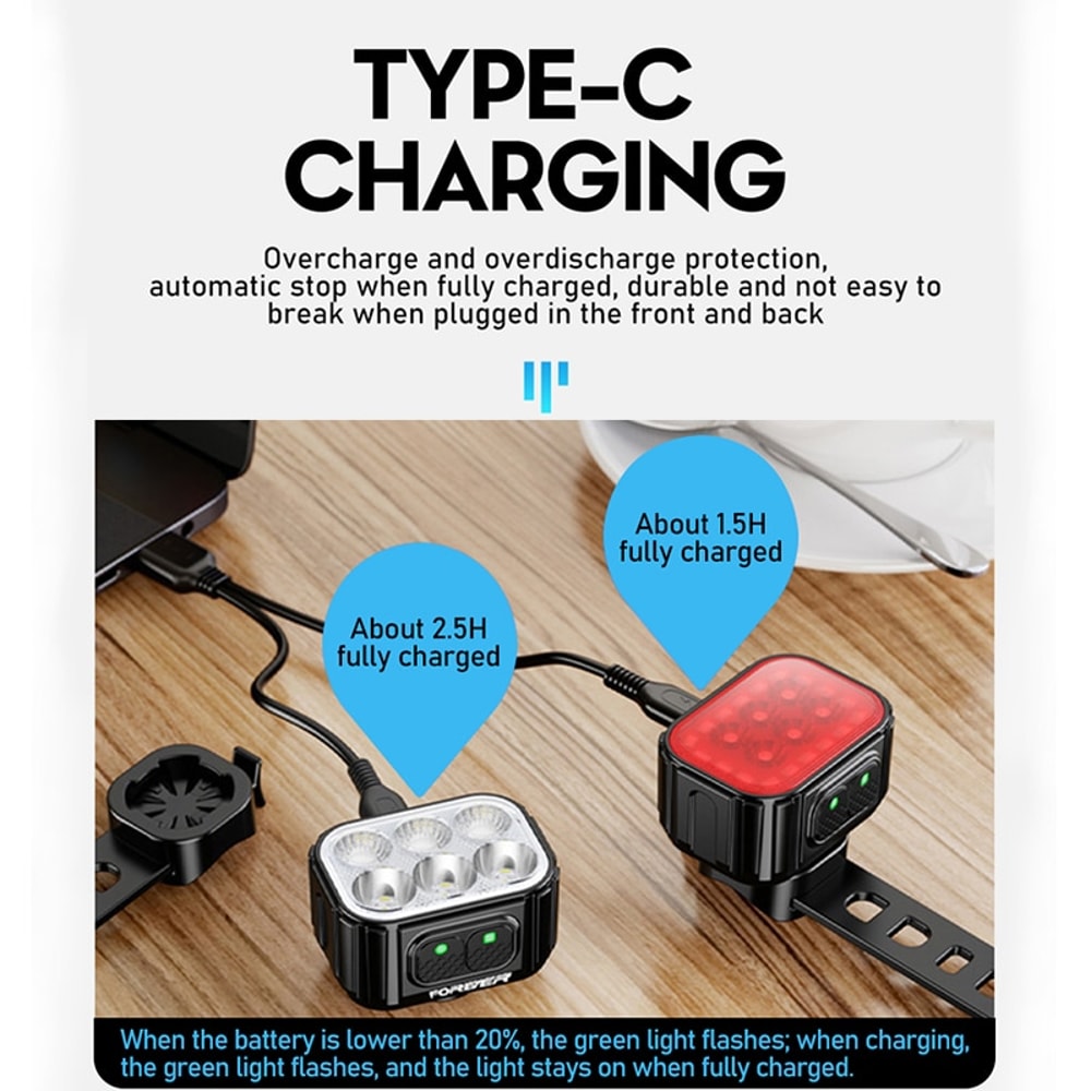 Bicycle LED Light Set Front Rear USB Rechargeable Cycling Lights For MTB Road Bikes 1