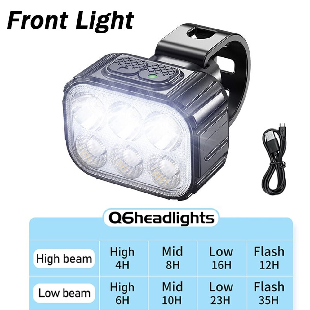 Bicycle LED Light Set Front Rear USB Rechargeable Cycling Lights For MTB Road Bikes 6