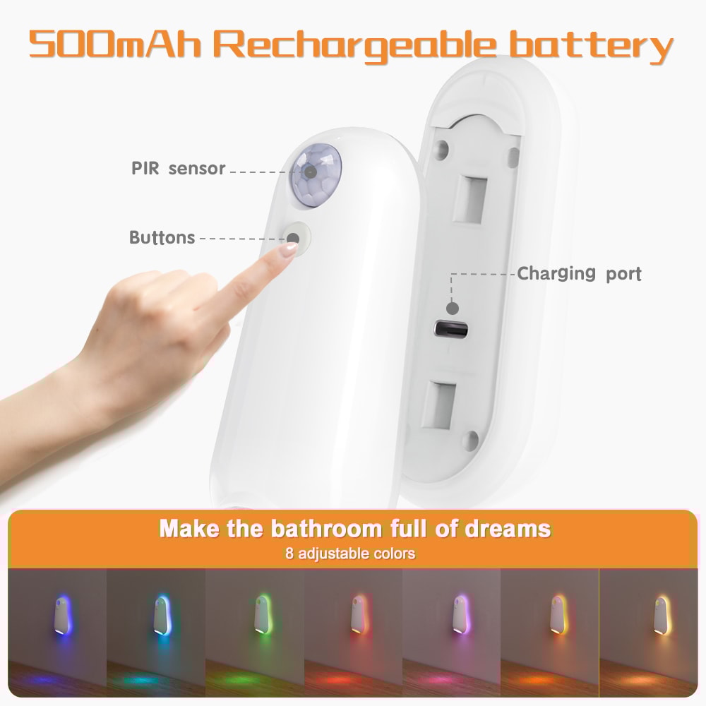 LED Toilet Night Light with Motion Sensor, RGB Changing for Bathroom Decoration