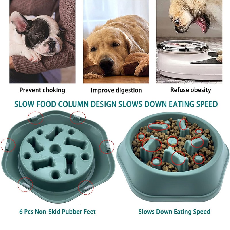 Slow Feeder Dog Bowl AntiChoking AntiSlip Puzzle Feeder For Small And Medium Dogs 3