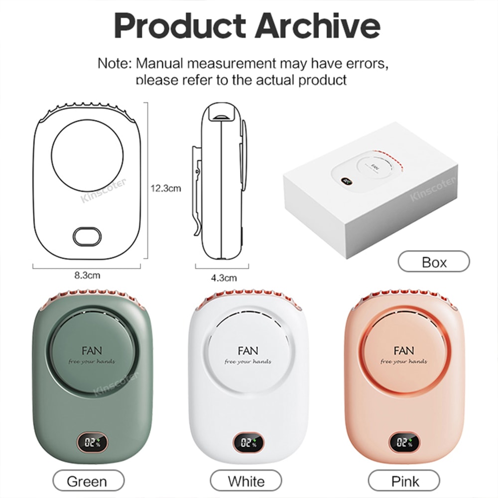 Portable Hanging Neck Fan Mini Cooling Bladeless USB Rechargeable Sports Fan for Outdoor Travel and Activities