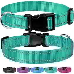 reflective dog collar with adjustable safety strap durable nylon pet traction rope for small and medium pets