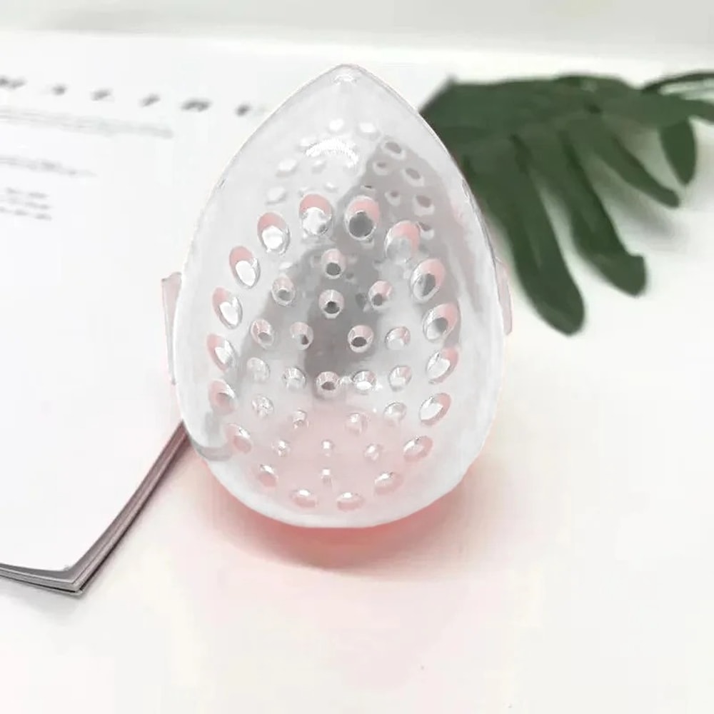 Egg Shaped Makeup Sponge Storage Box Portable Organizer For Cosmetic Puff Blender And Drying Rack 4