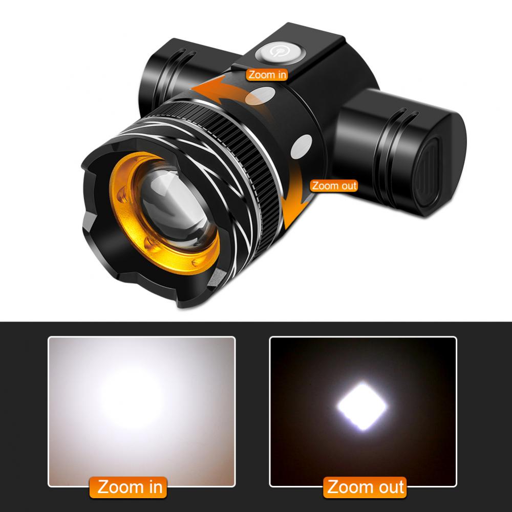LED Bicycle Front Light USB Rechargeable Waterproof Cycling Flashlight With Adjustable Zoom For MTB 2