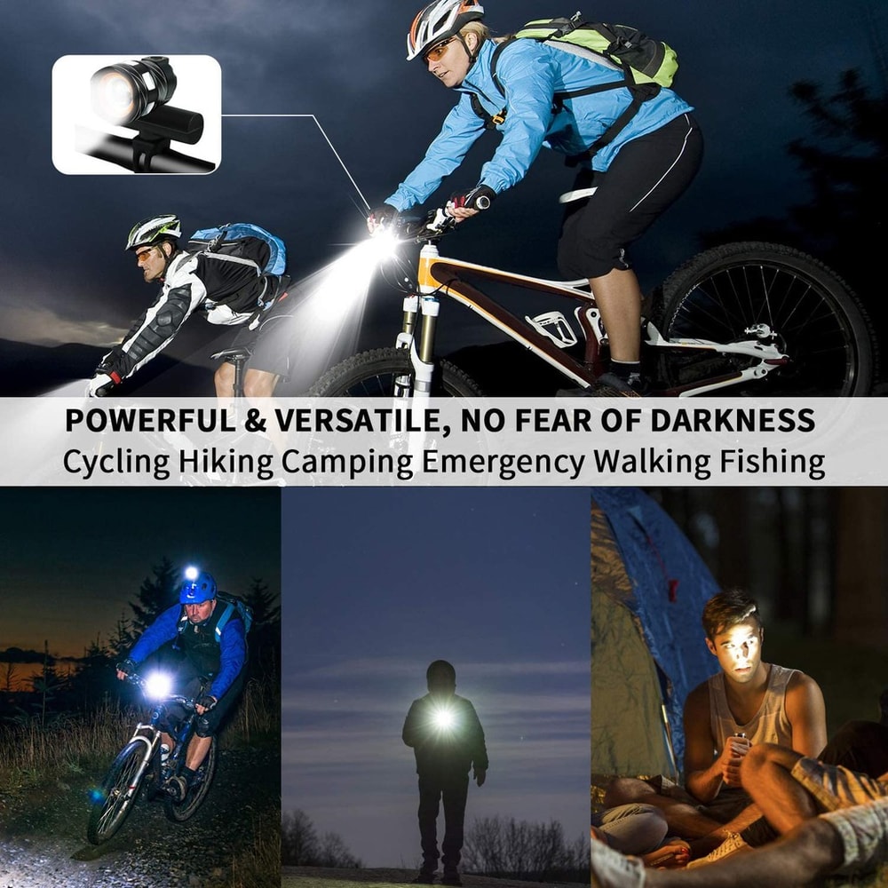 LED Bicycle Front Light USB Rechargeable Waterproof Cycling Flashlight With Adjustable Zoom For MTB 5
