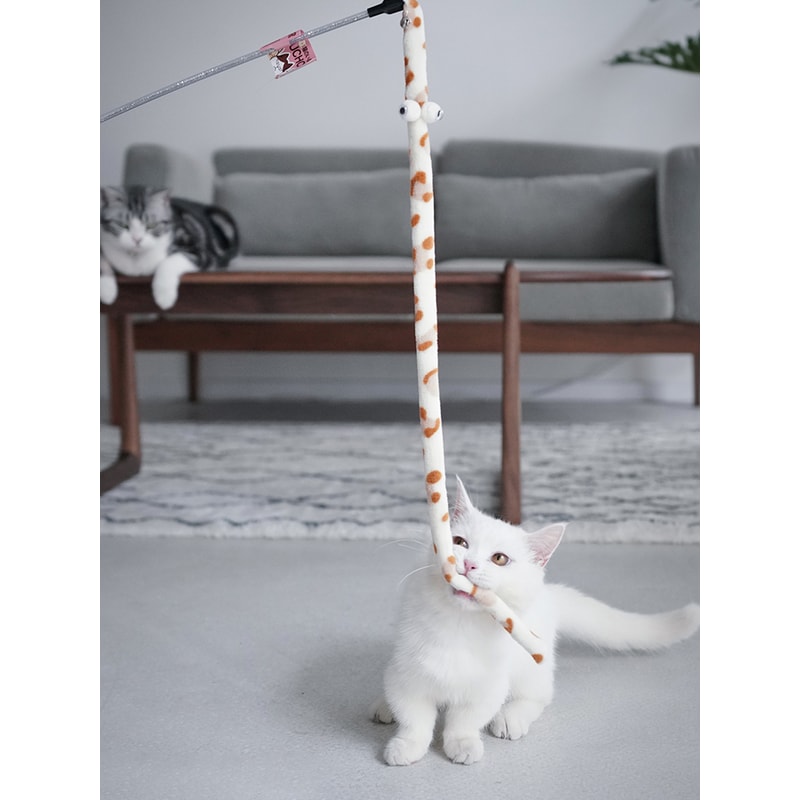 Interactive Feather Cat Toy Wand Colorful Caterpillar Teaser for Fun Playtime