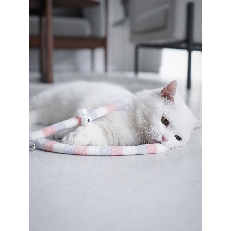 Interactive Feather Cat Toy Wand Colorful Caterpillar Teaser for Fun Playtime