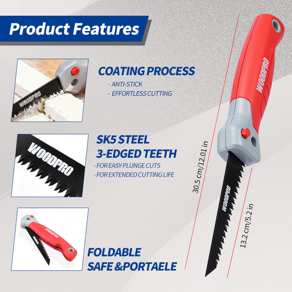 Teflon Coated Folding Saw Steel Blade Ideal for Drywall & DIY Renovation Projects