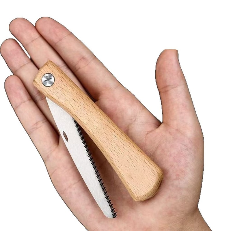 Mini Folding Hand Saw with Non-slip Wooden Handle for Precision Woodworking & Plastic Cutting