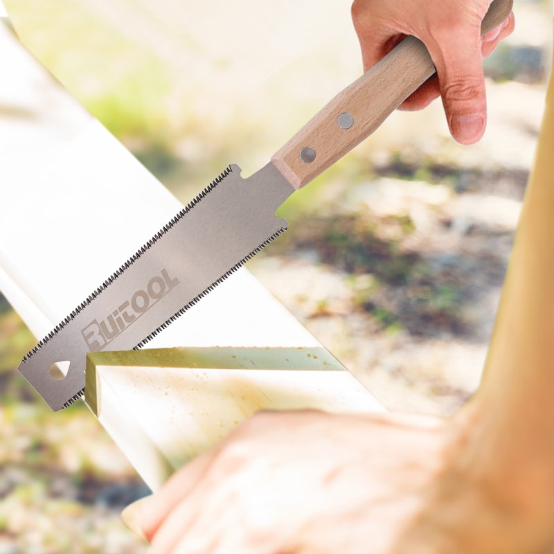 Saw Ryoba Double Edged Flush Cut Saw Flexible Hand Saw with Wooden Handle for Precision Woodworking