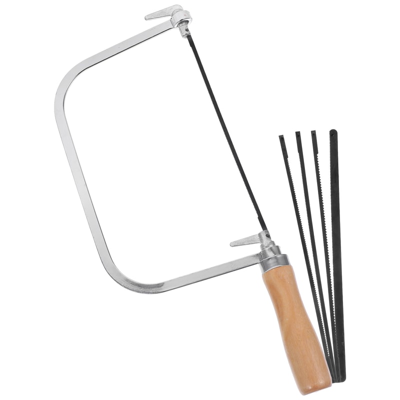 Portable Coping Saw with Wooden Handle & Replacement Blades Ideal for Woodworking & DIY Projects