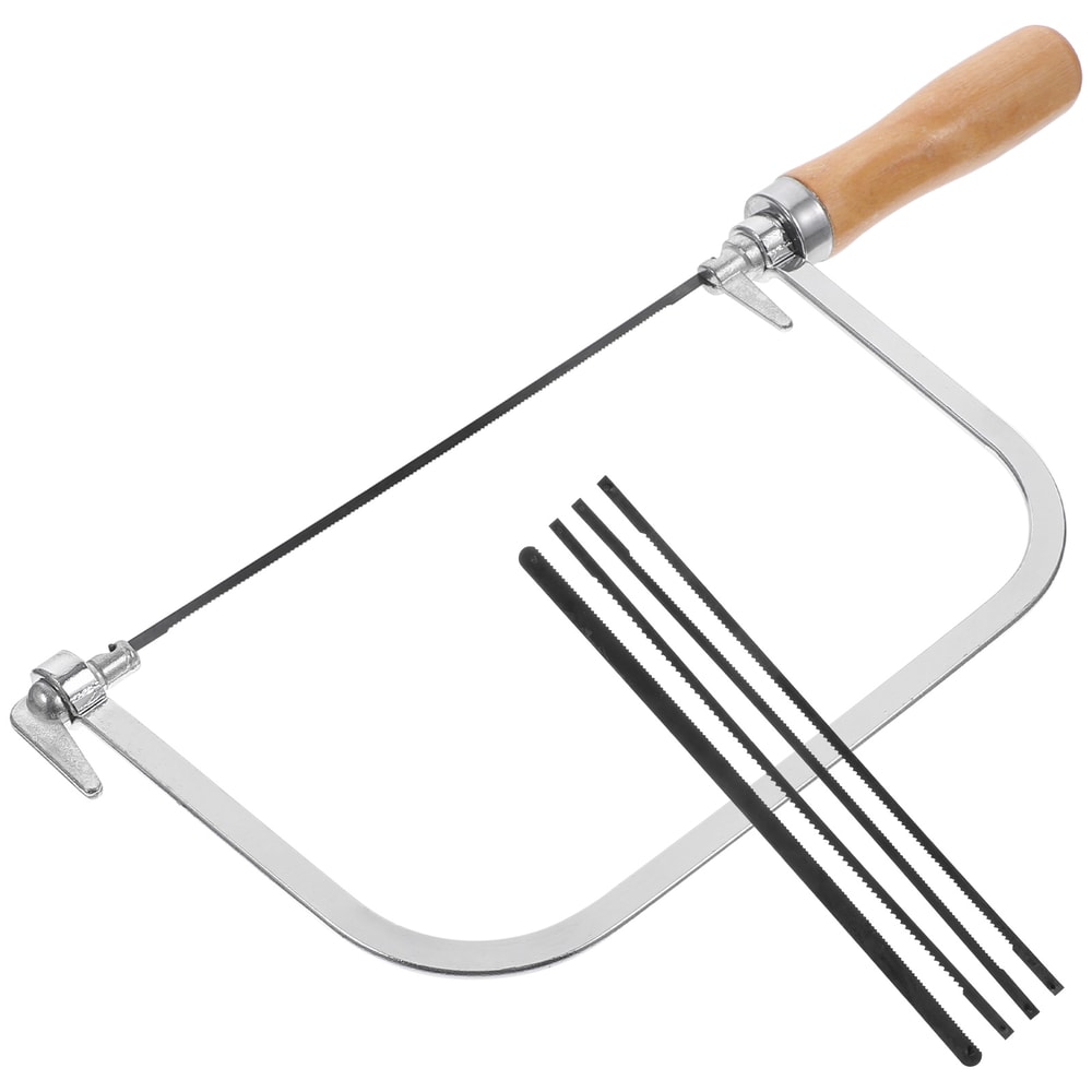Portable Coping Saw with Wooden Handle & Replacement Blades Ideal for Woodworking & DIY Projects