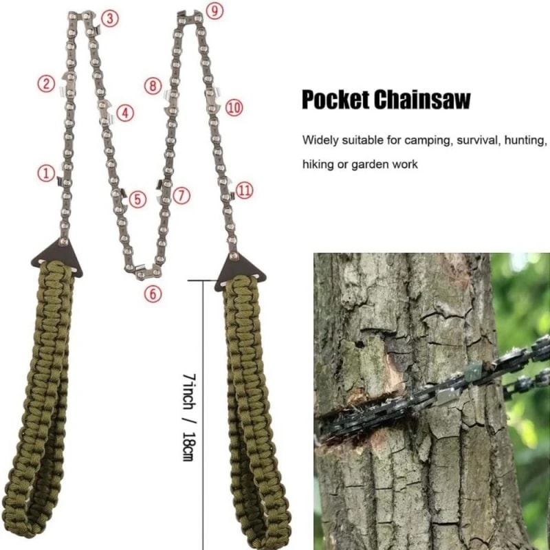 Mini Chainsaw With Umbrella Rope Handle For Outdoor Logging Corded Survival Hand Tool 2