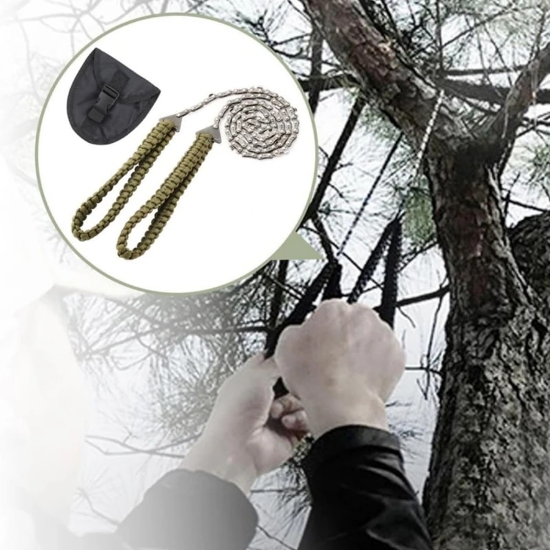 Mini Chainsaw With Umbrella Rope Handle For Outdoor Logging Corded Survival Hand Tool 3