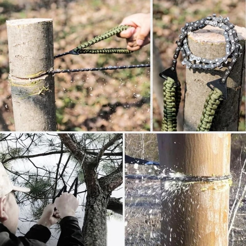 Mini Chainsaw With Umbrella Rope Handle For Outdoor Logging Corded Survival Hand Tool 4